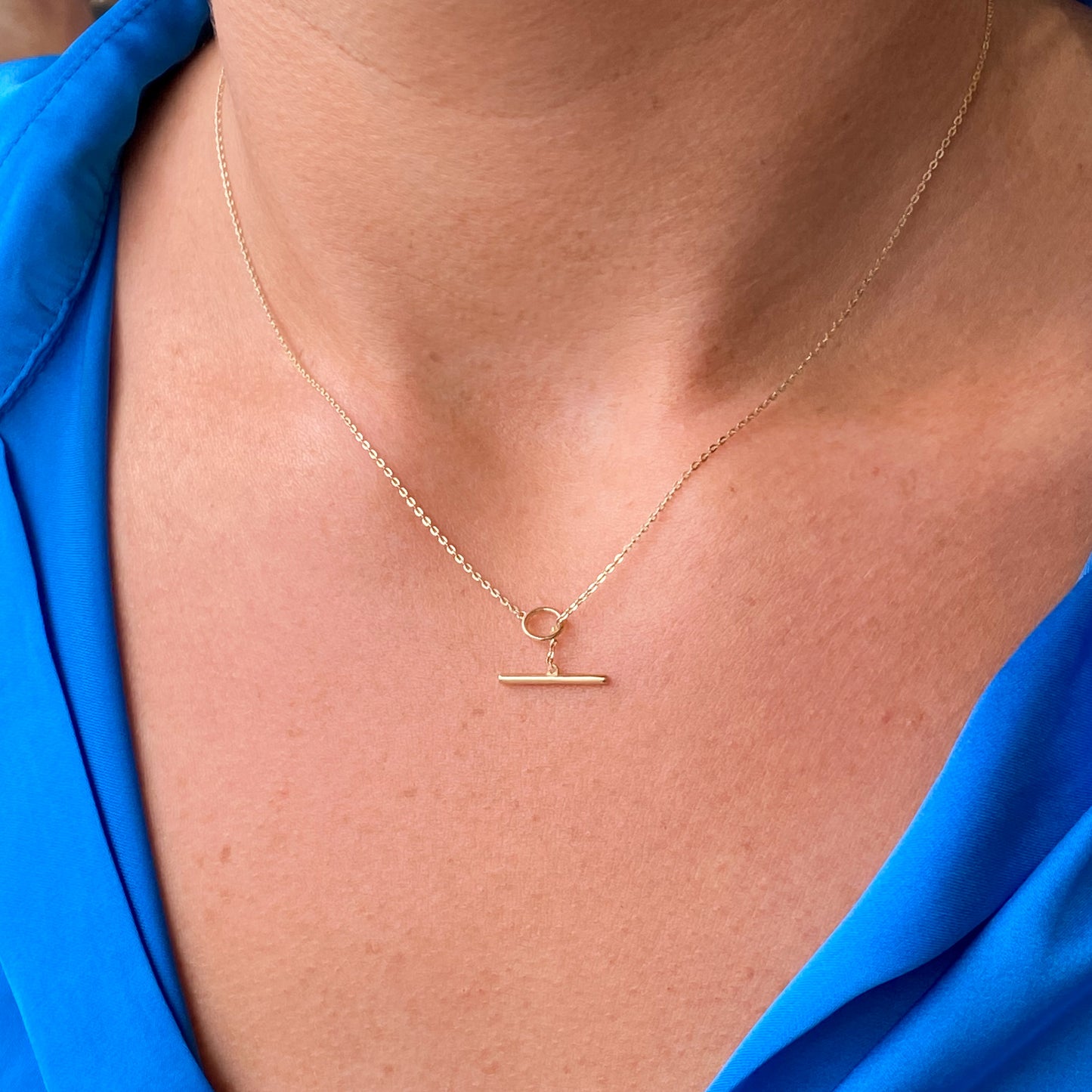 9ct Gold T-bar Slider Necklace