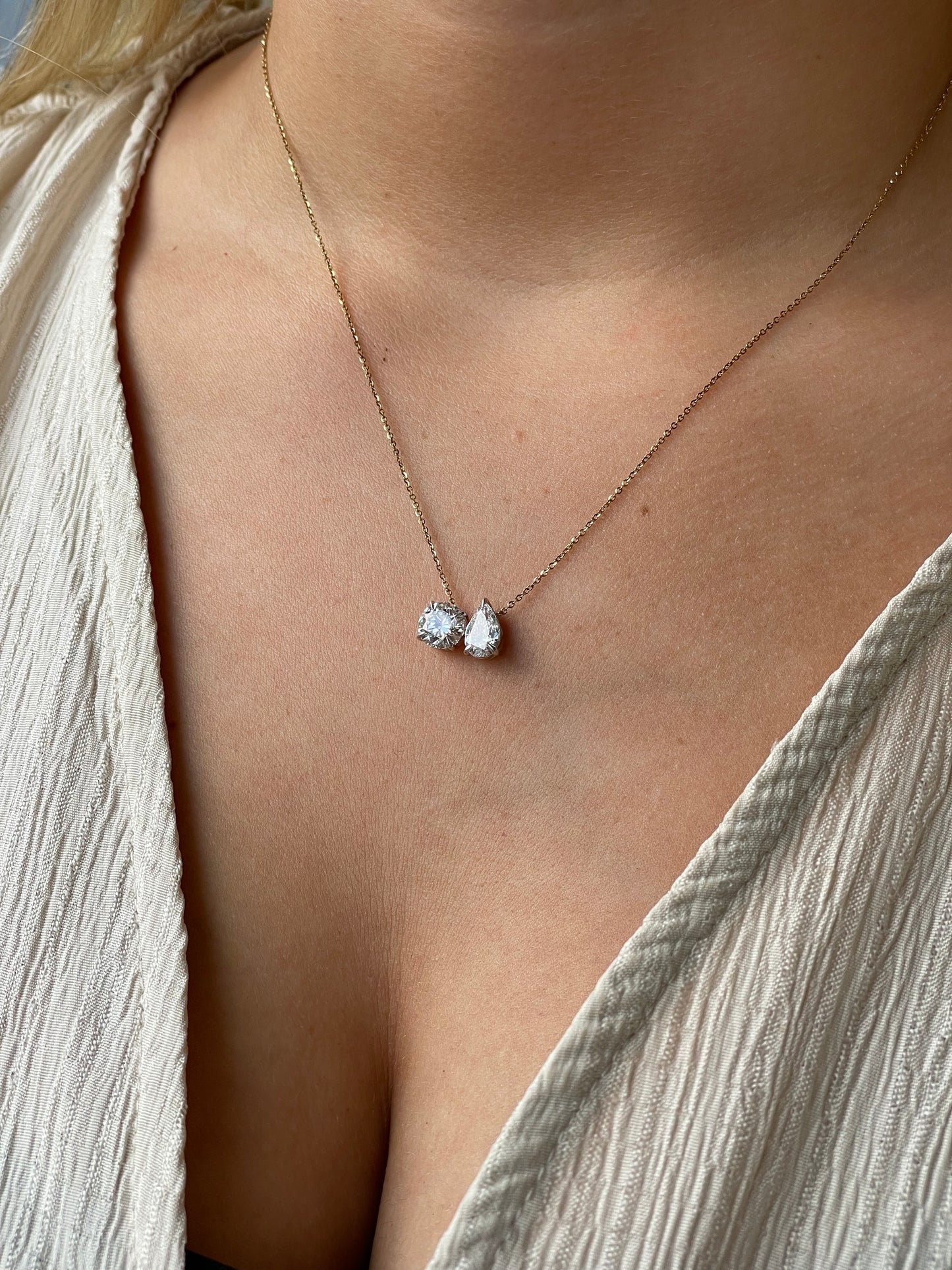 9ct Gold Lab Moi et Toi Necklace | 2.49ct