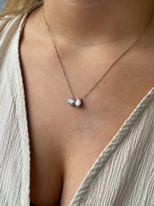 9ct Gold Lab Moi et Toi Necklace | 2.49ct