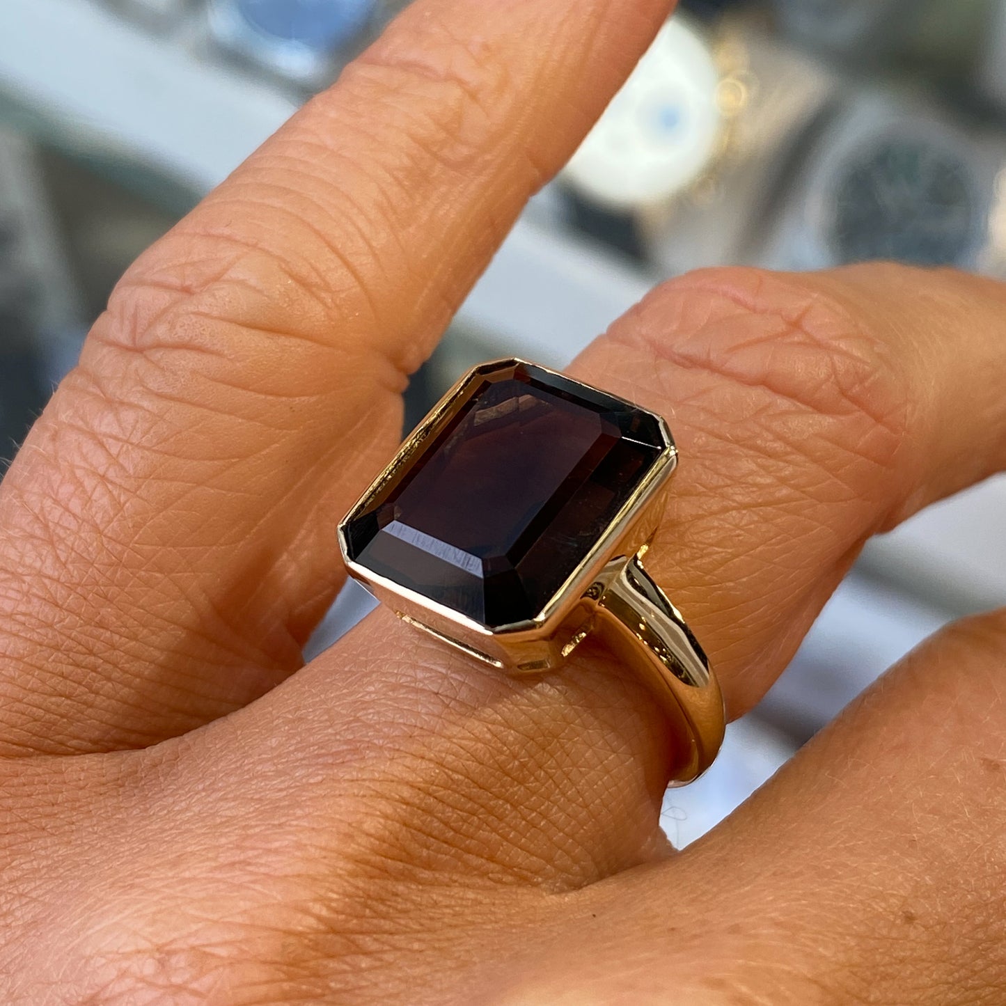 9ct Gold Smoky Quartz Statement Ring