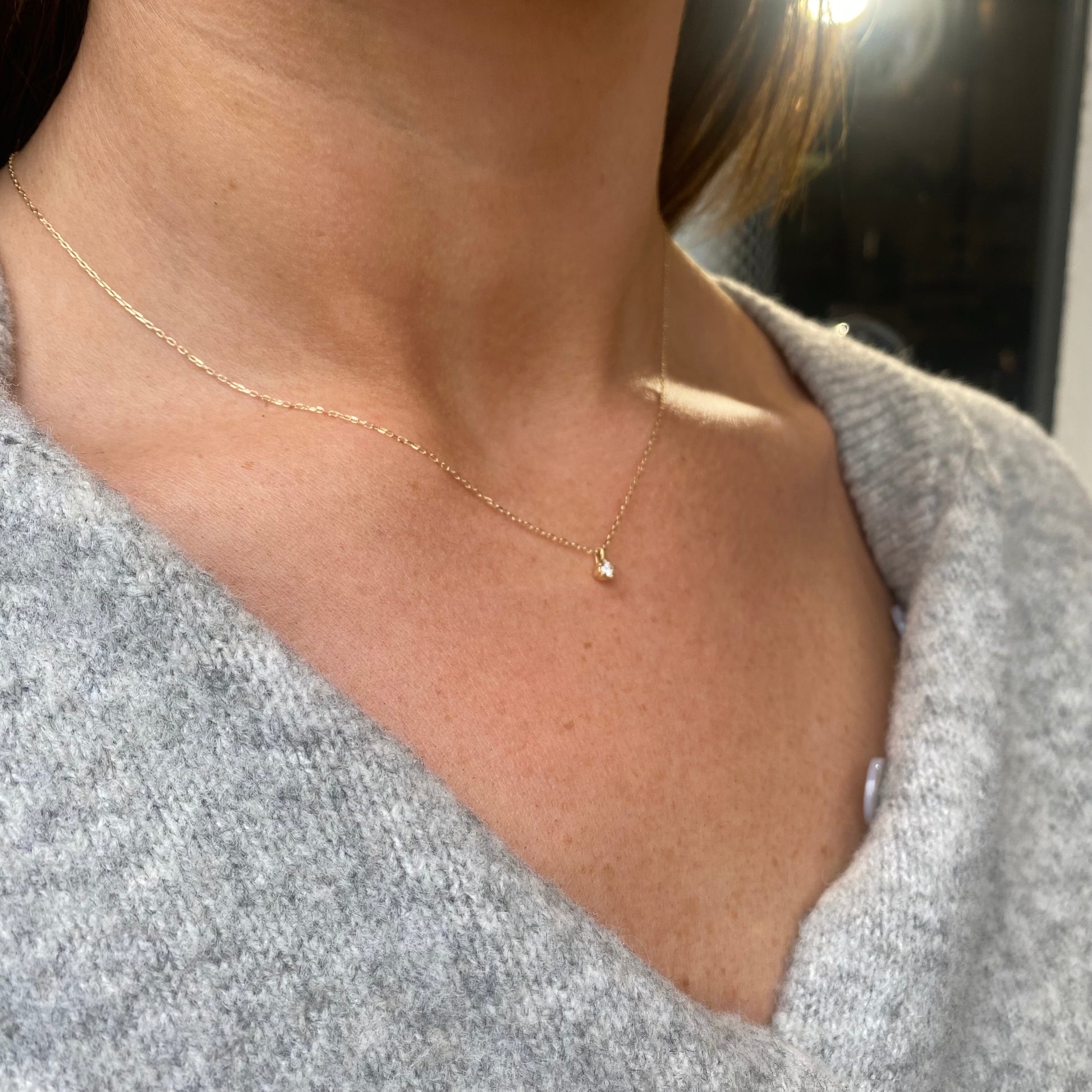 9ct Gold Diamond Solitaire Pendant Necklace | 0.07ct - John Ross Jewellers