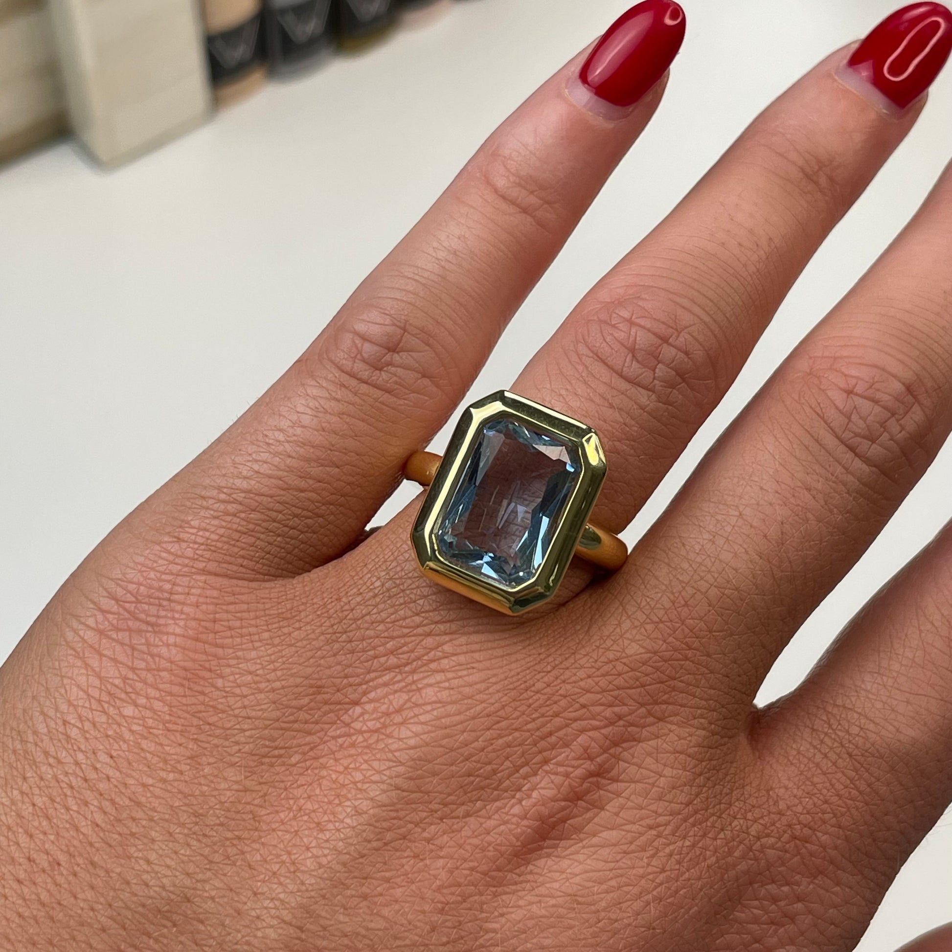 Sunshine Aqua CZ Bold Ring - John Ross Jewellers