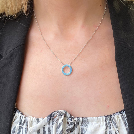 Silver Turquoise Nano Eternity Necklace | 42+3cm - John Ross Jewellers