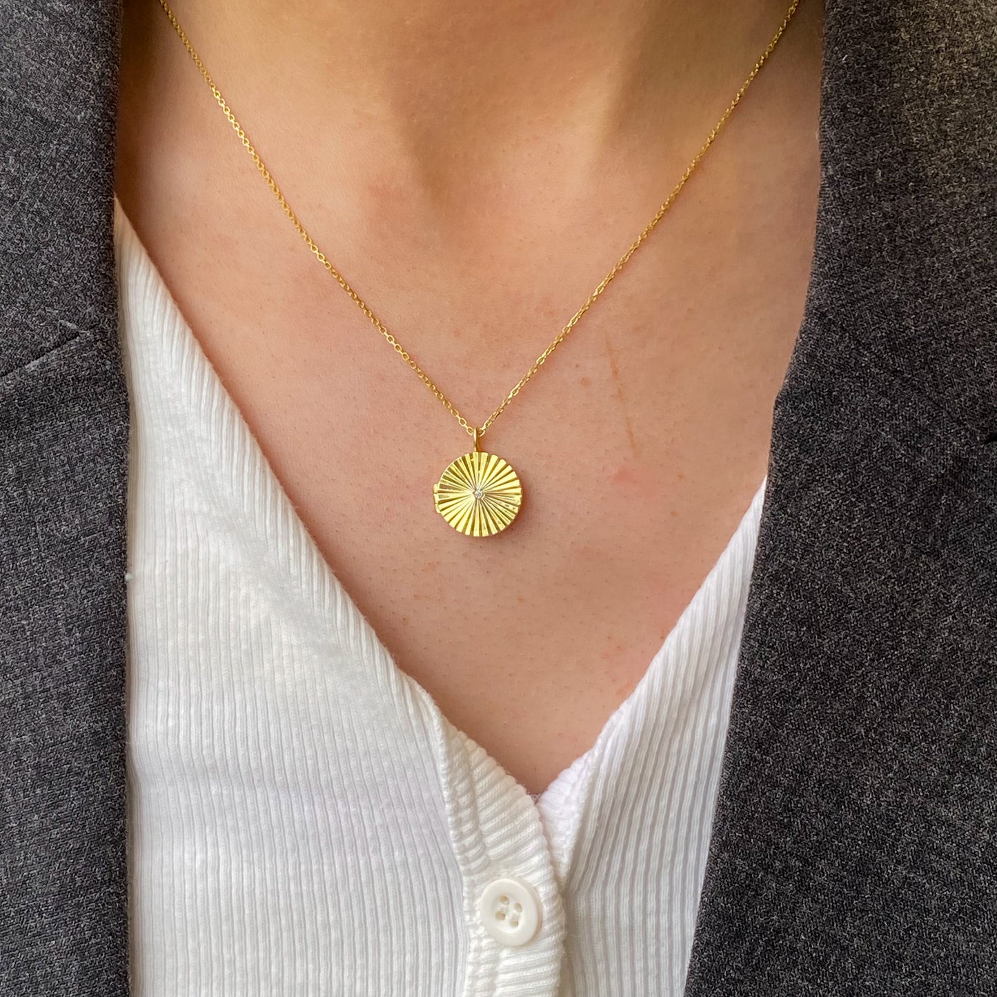 Sunshine Sunray CZ Locket Necklace - John Ross Jewellers