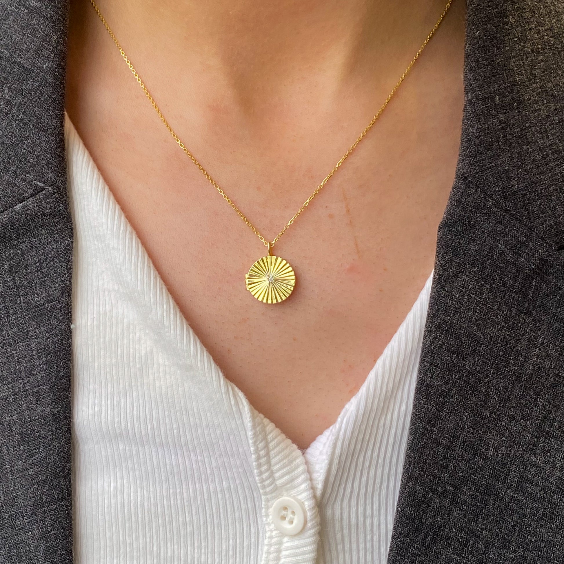 Sunshine Sunray CZ Locket Necklace - John Ross Jewellers