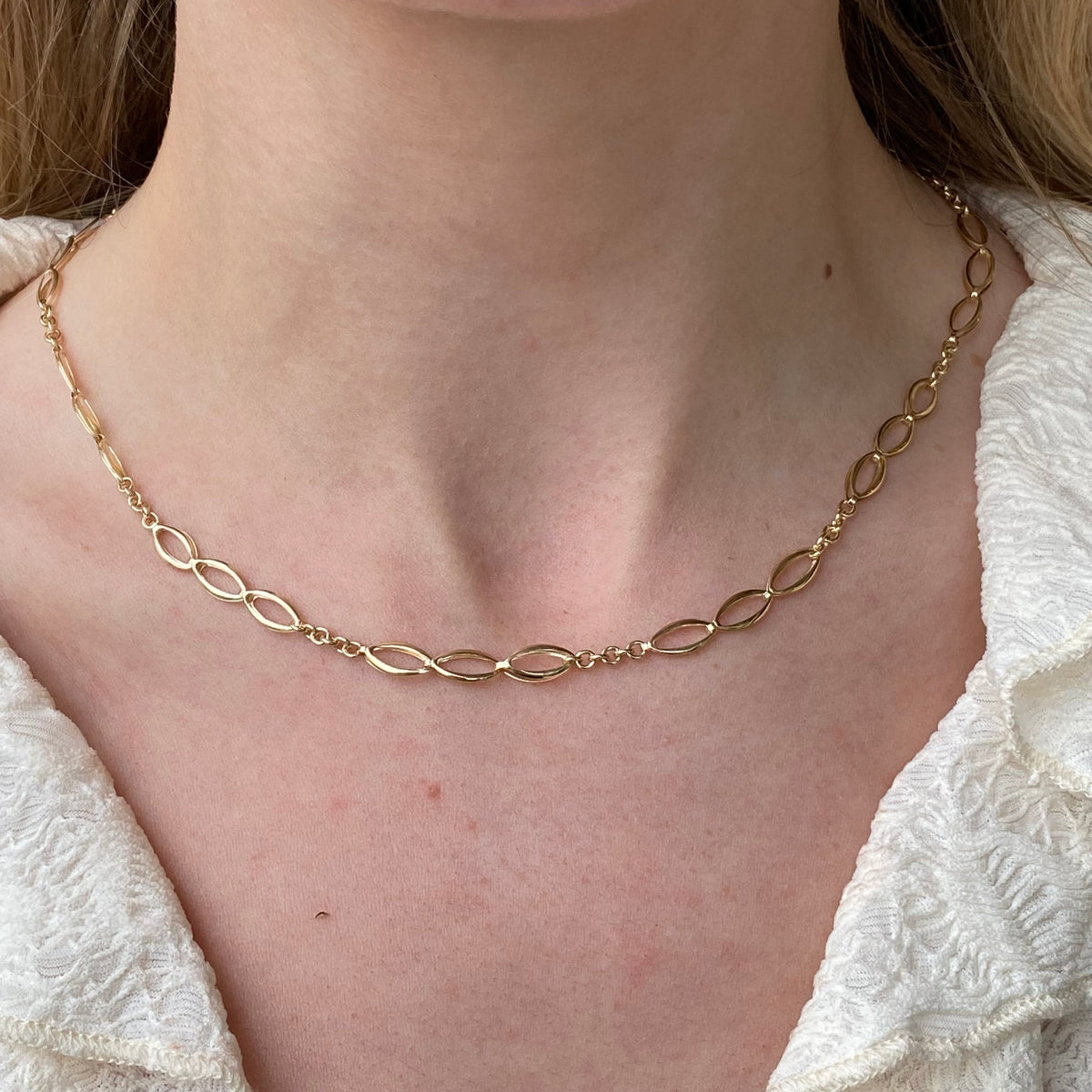 9ct Gold Marquise Necklace | 45cm