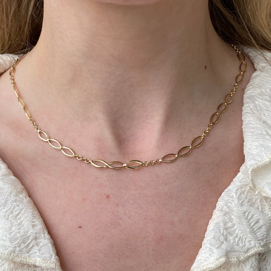 9ct Gold Marquise Necklace | 45cm