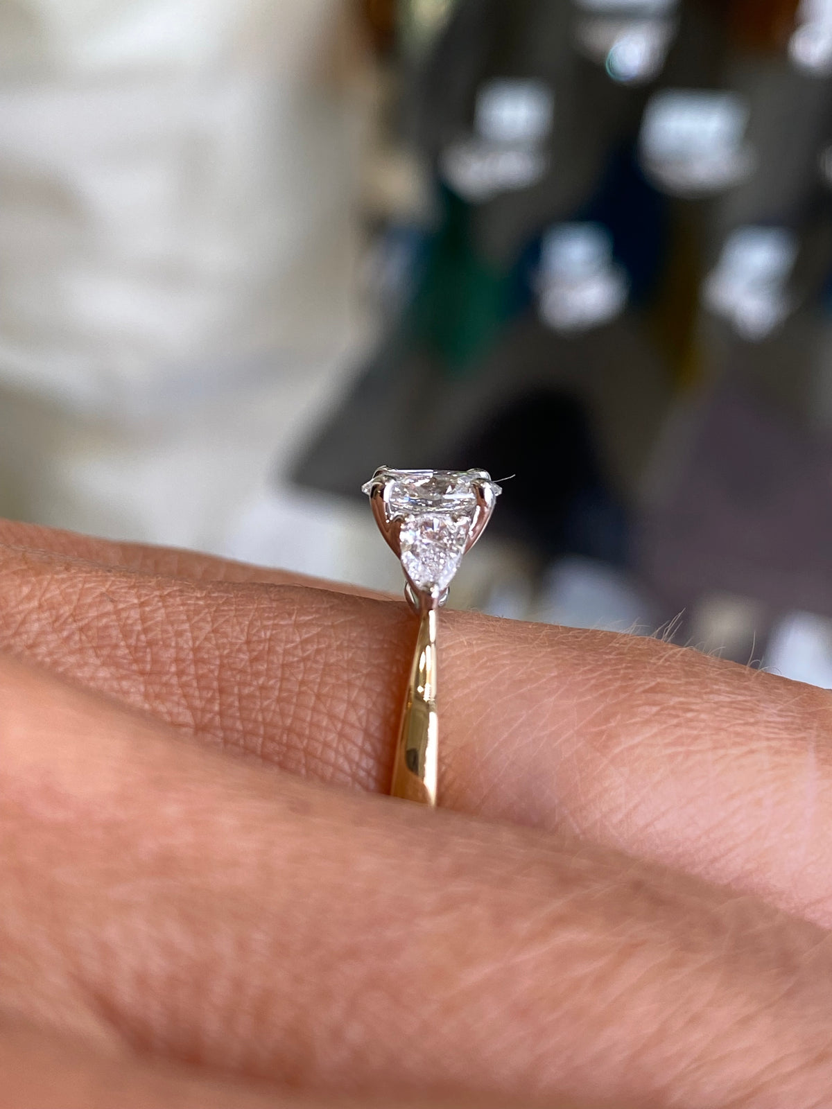 18ct Gold Trilogy Engagement Ring | Certificated Lab 0.87ct
