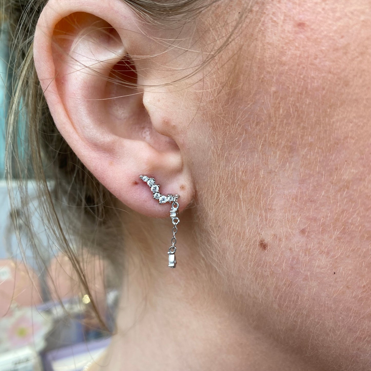 Silver CZ Winged Drop Earrings - John Ross Jewellers