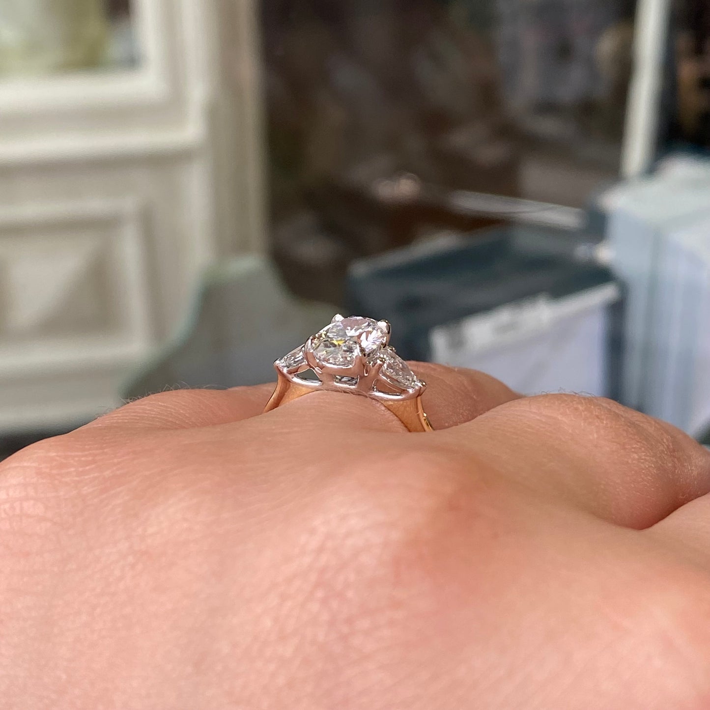 18ct Gold Trilogy Engagement Ring | Certificated Lab 1.84ct