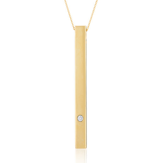 9ct Gold Diamond Bar Pendant Necklace - John Ross Jewellers