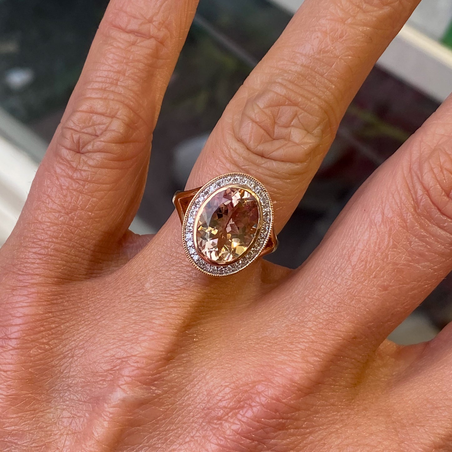 14ct Rose Gold Morganite & Diamond Ring | 3.60ct - John Ross Jewellers