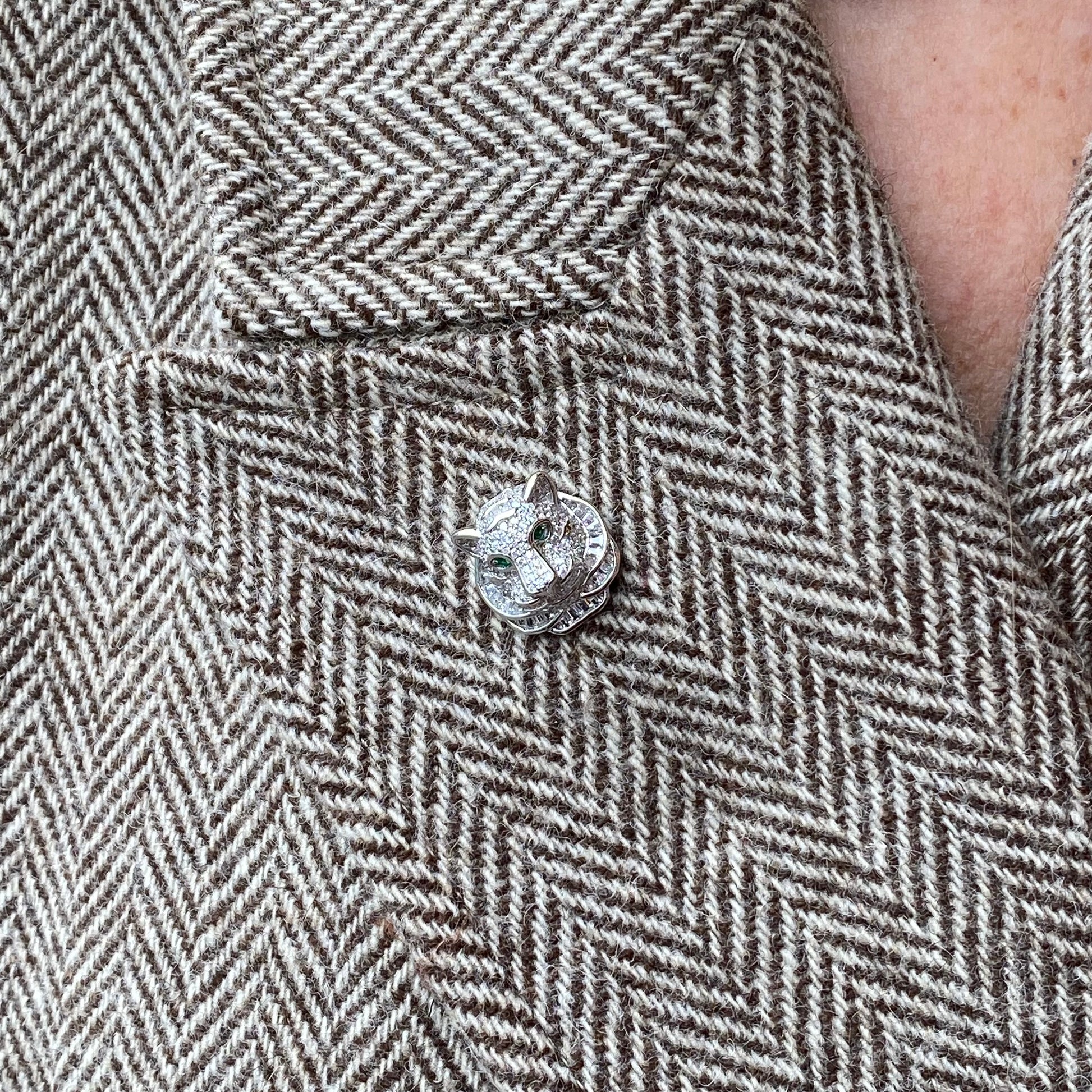 Silver CZ Lapel Pin | Jaguar - John Ross Jewellers