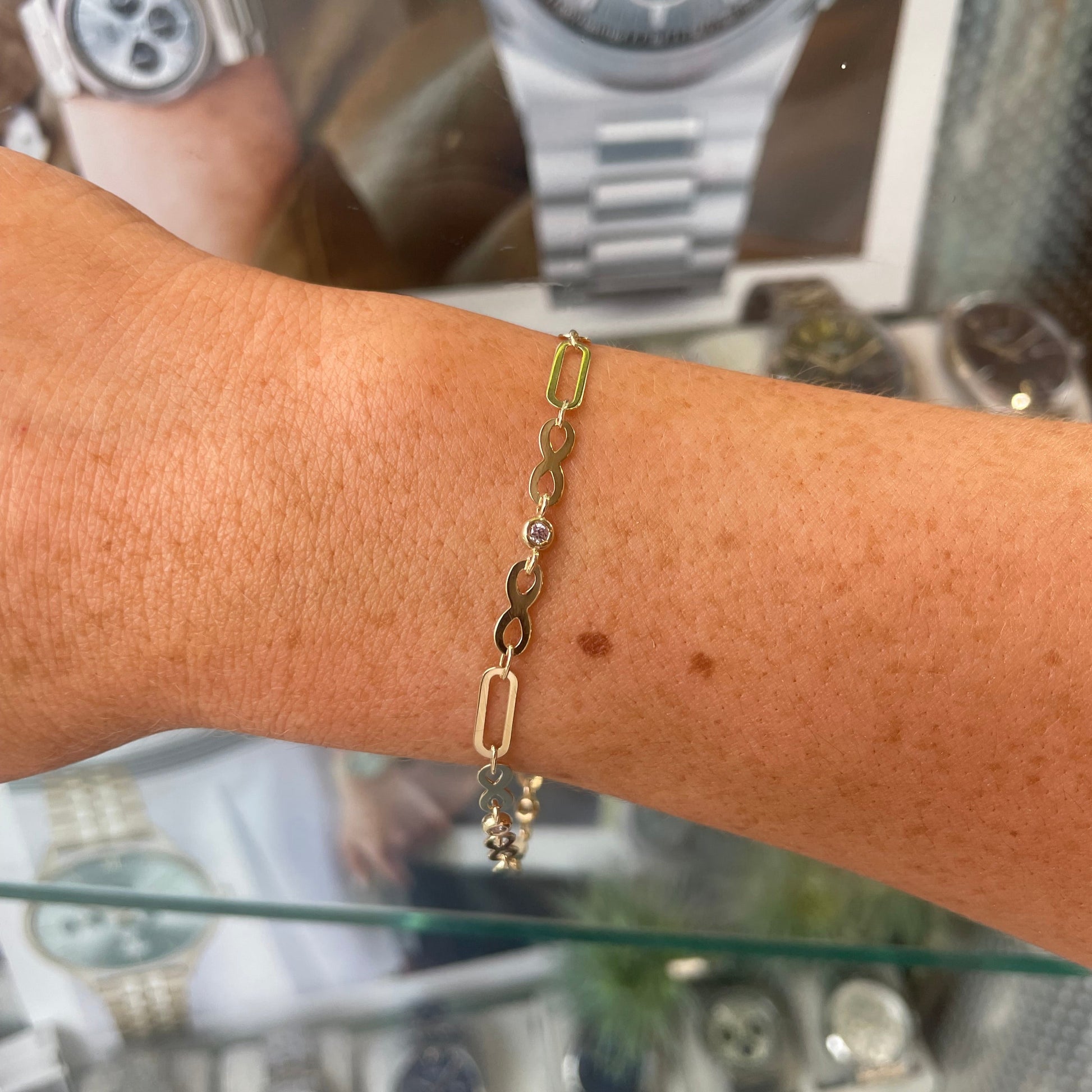 9ct Gold Infinity & CZ Bracelet - John Ross Jewellers