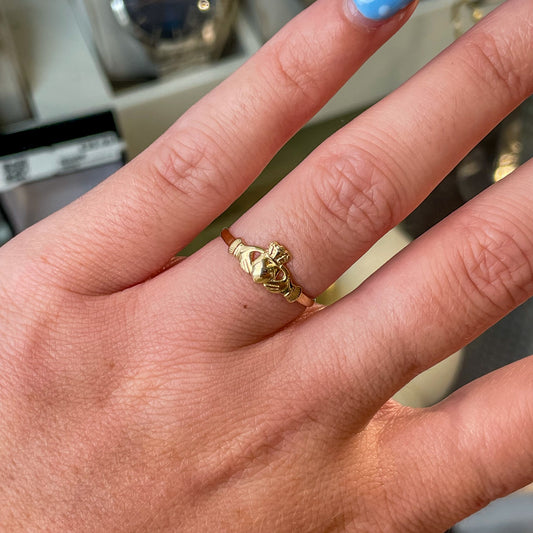 9ct Gold Super Dainty Claddagh Ring - John Ross Jewellers