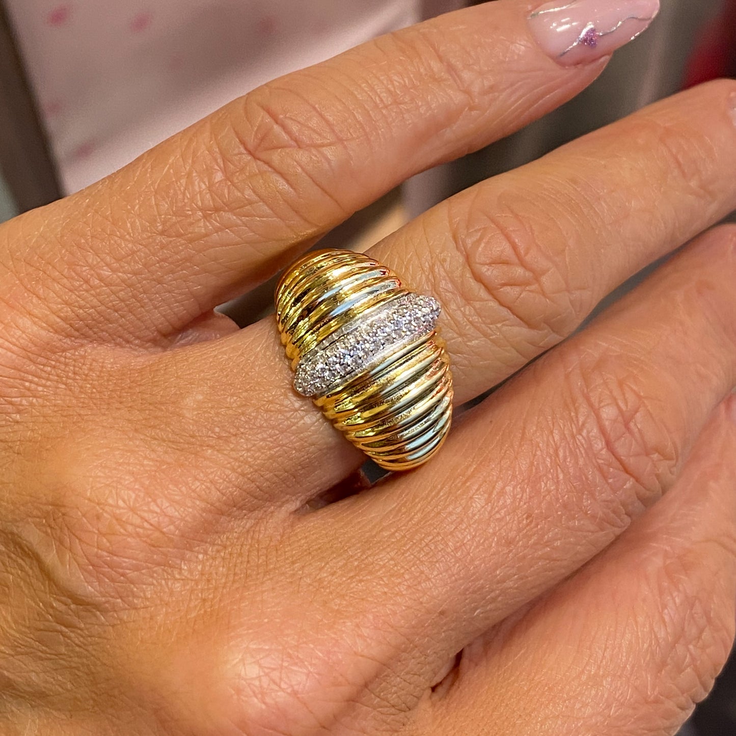 Sunshine CZ Ribbed Ring - John Ross Jewellers