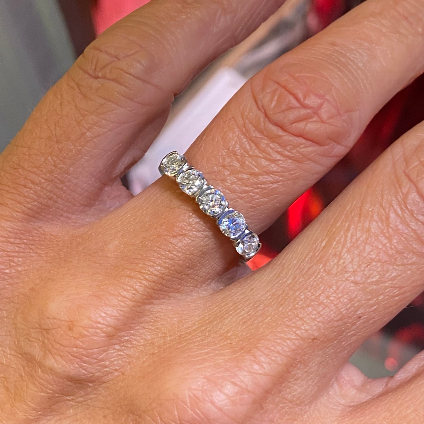 Platinum 1.18ct Five Stone Diamond Eternity Ring