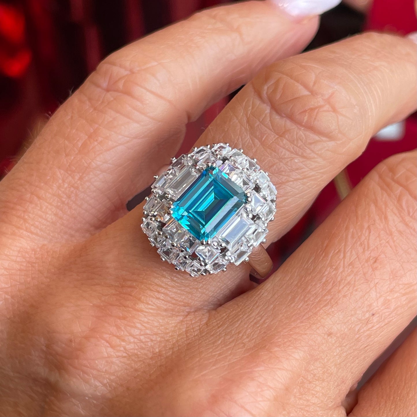 Silver London Blue Statement Ring