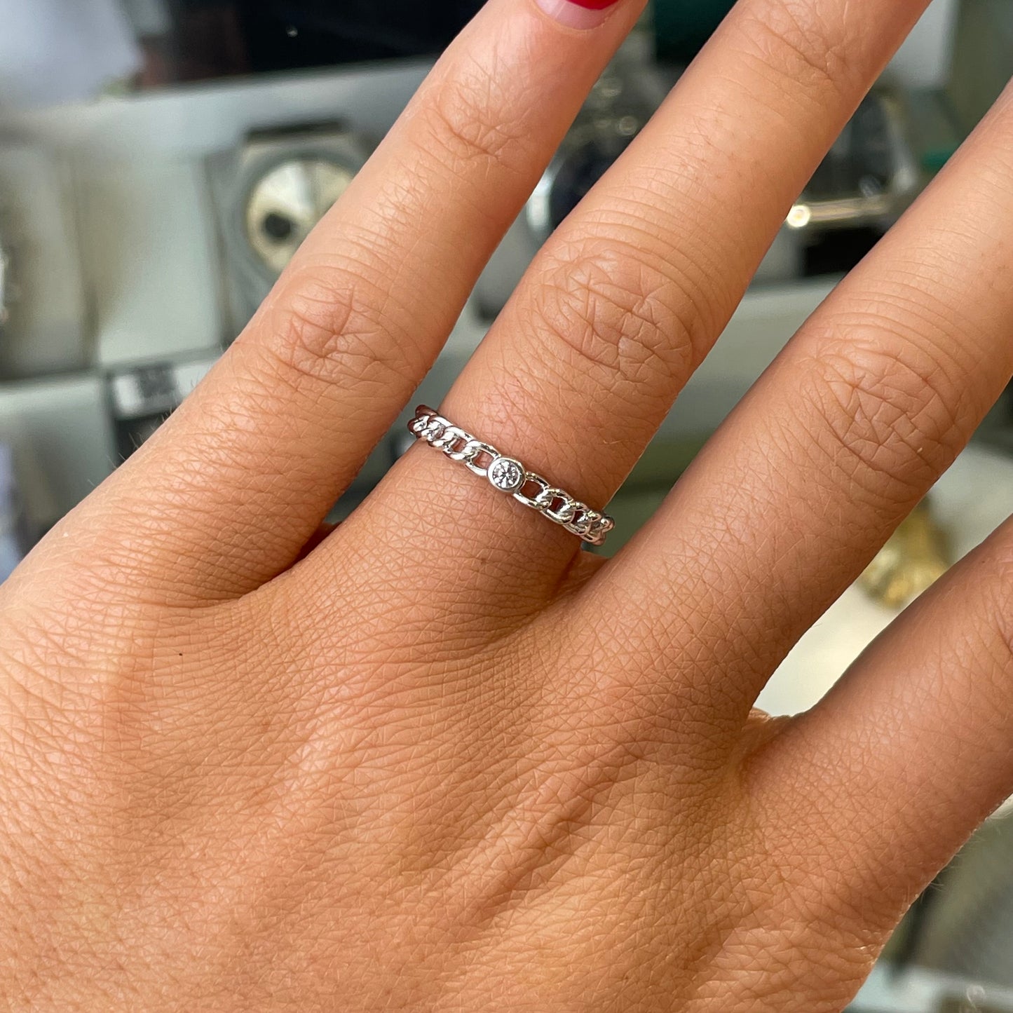 Silver CZ Chain Ring - John Ross Jewellers