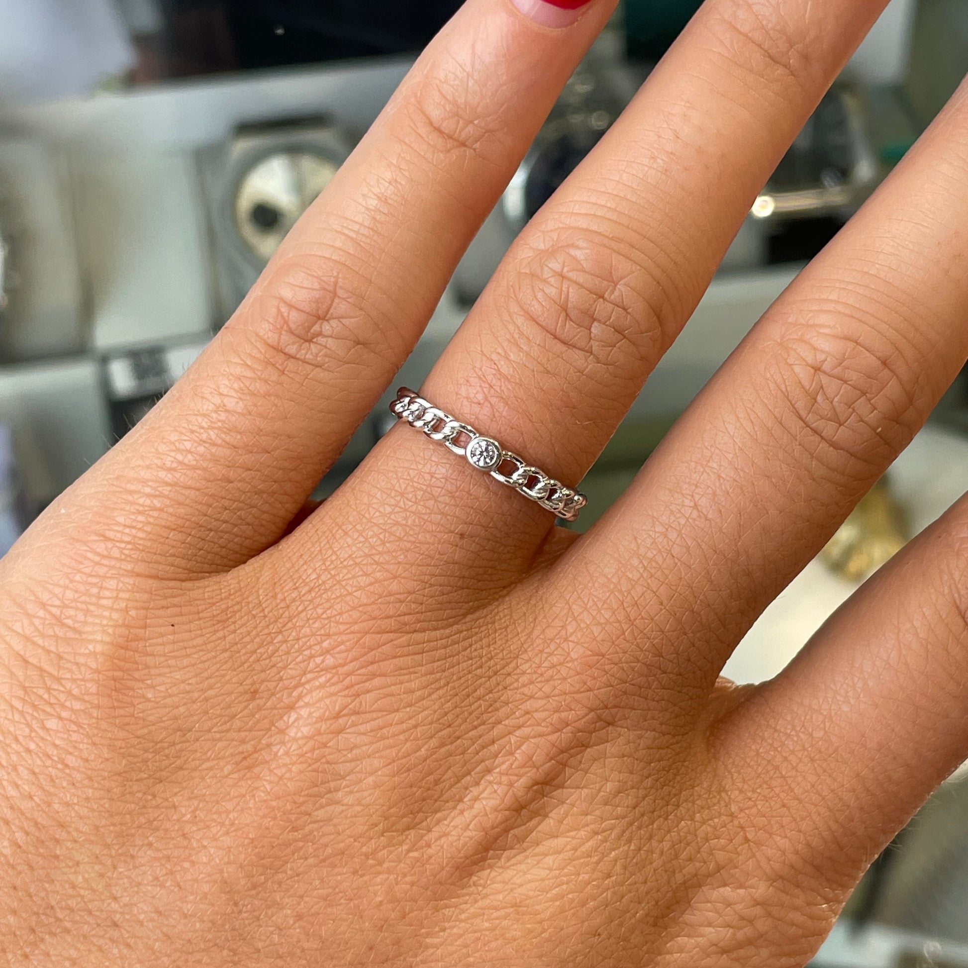 Silver CZ Chain Ring - John Ross Jewellers