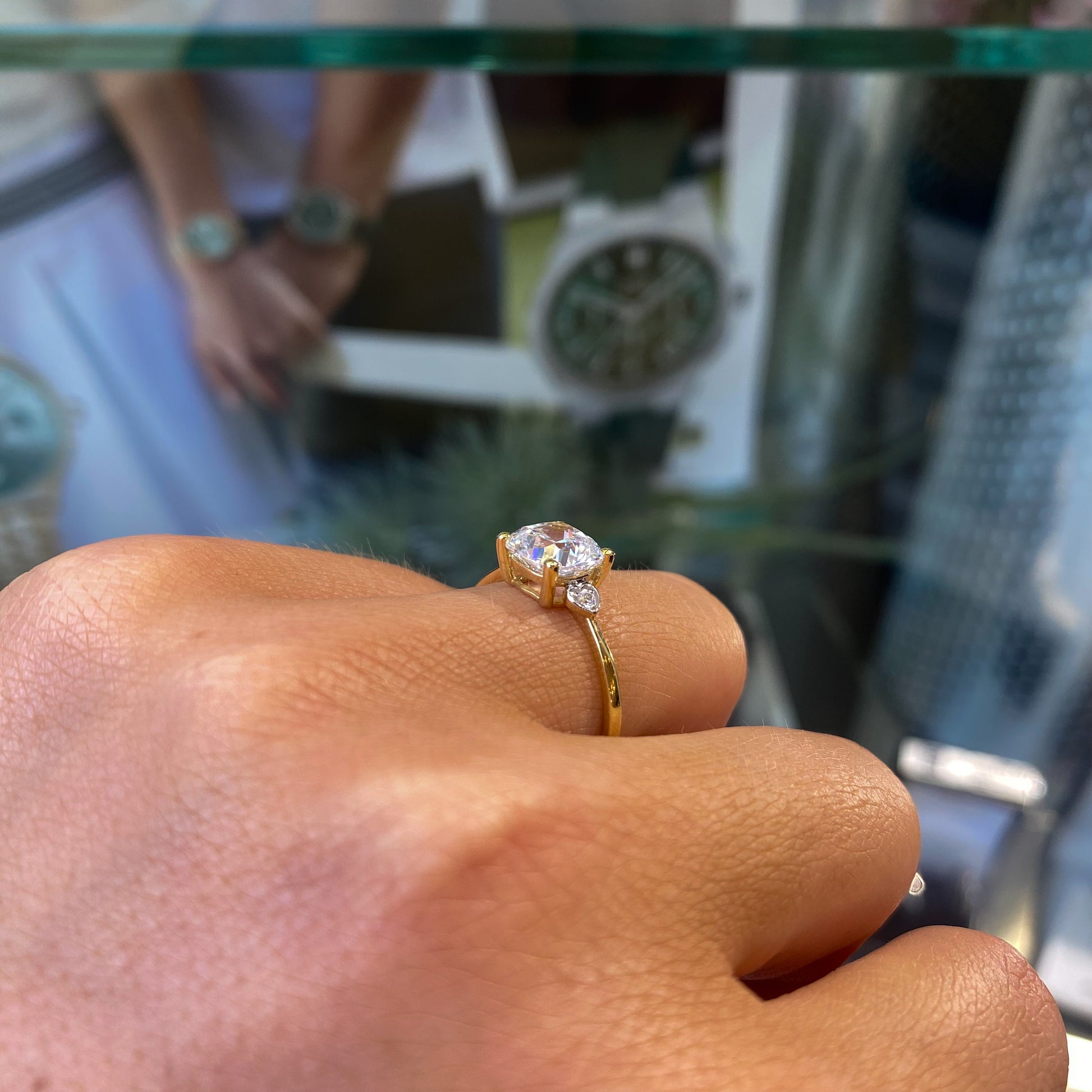 9ct Gold Cushion CZ Ring - John Ross Jewellers