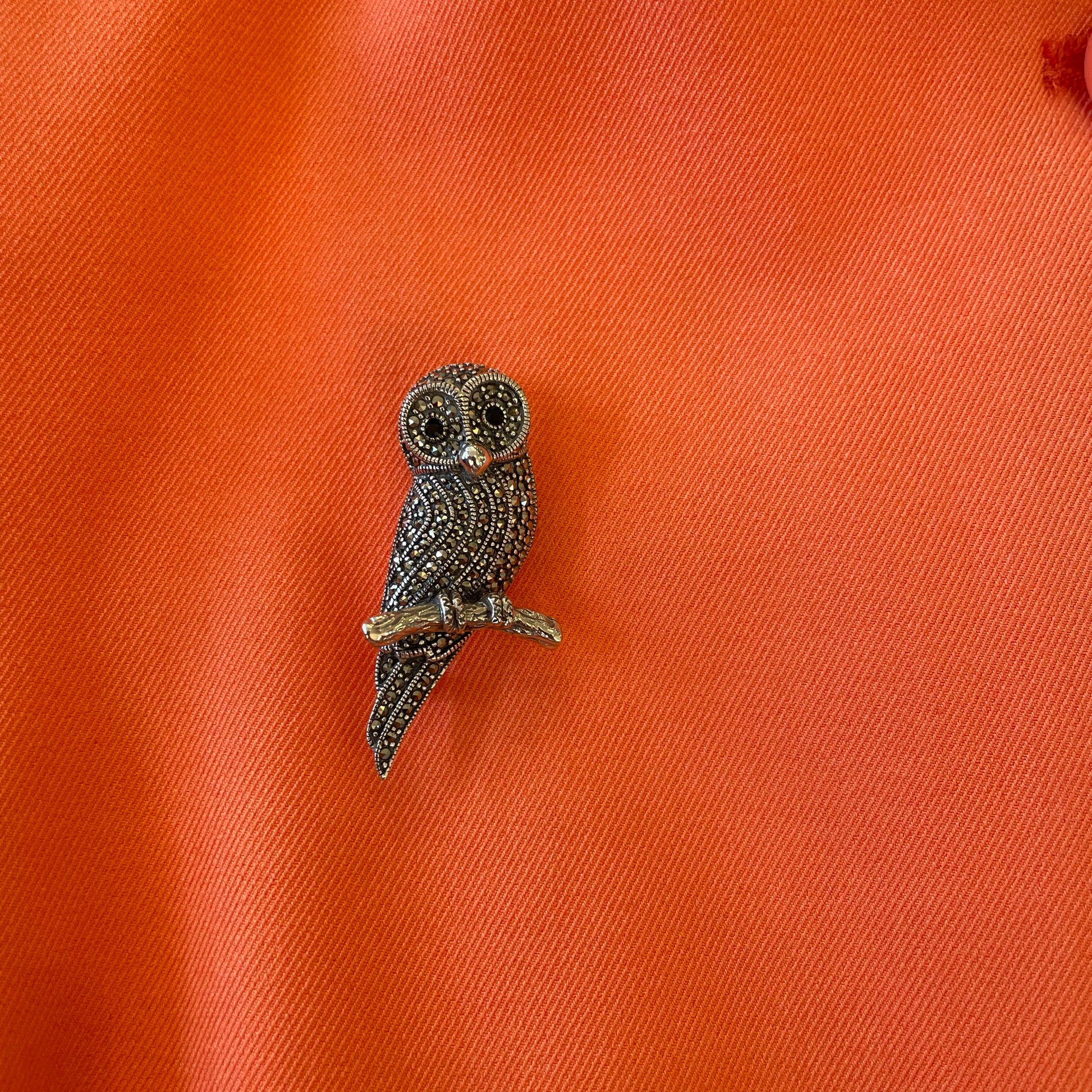Silver Marcasite Owl Brooch - John Ross Jewellers