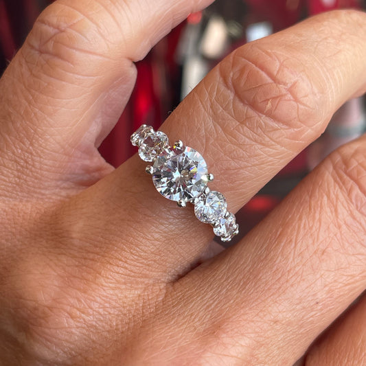 Silver CZ Solitaire with Graduated Shoulders