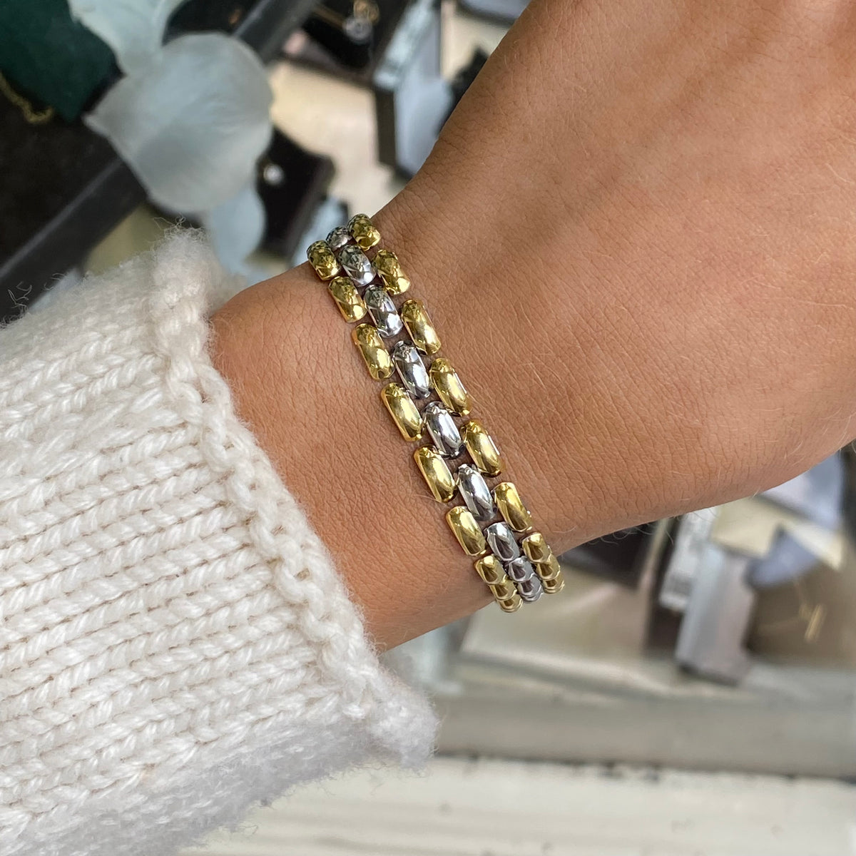 Sunshine Two Tone Panther Bracelet | 18.5cm