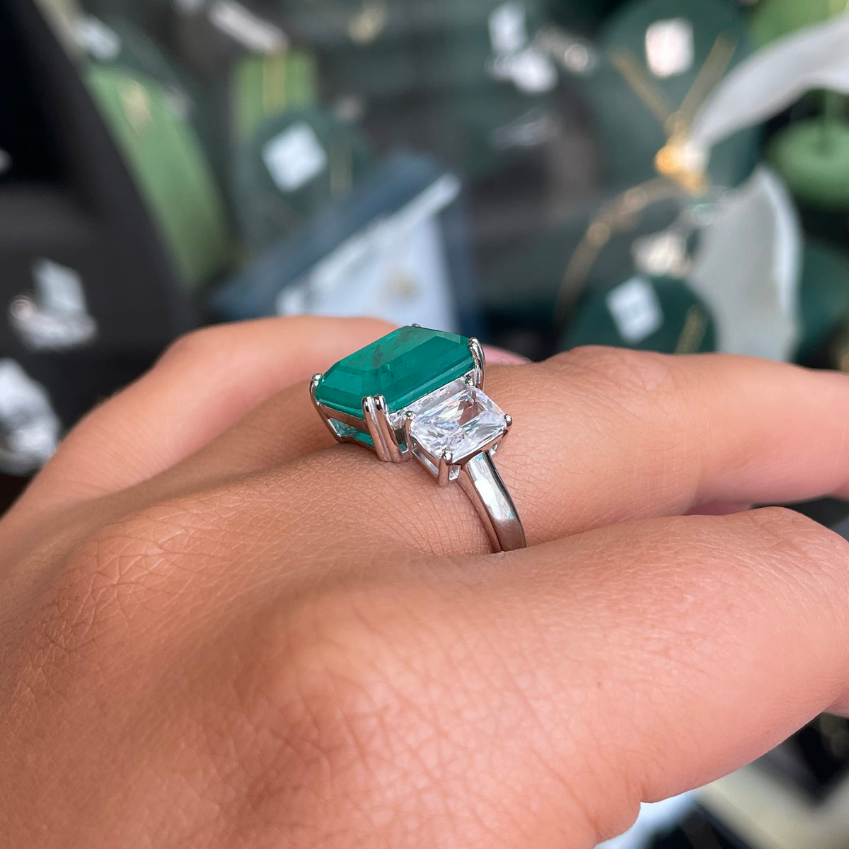 Silver CZ Statement Trilogy Ring | Paraiba