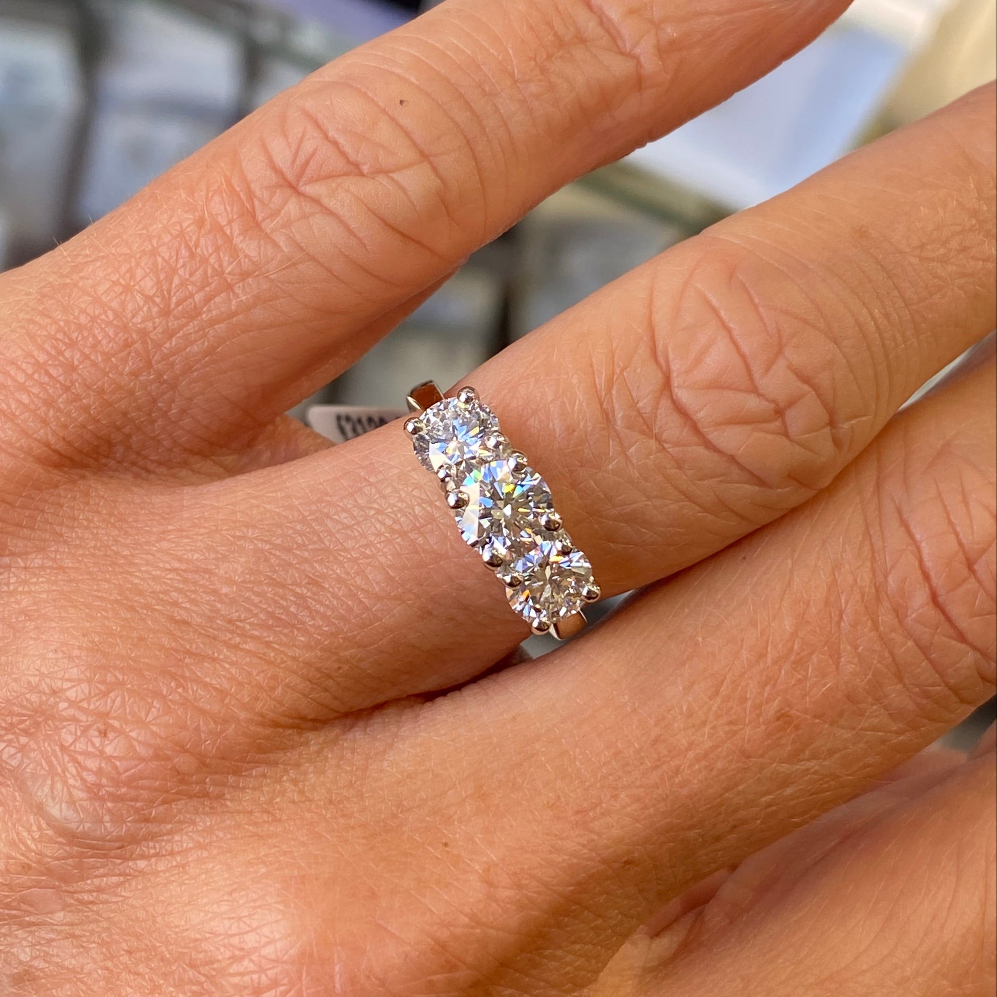18ct Gold Trilogy Engagement Ring | Certificated Lab 2.12ct - John Ross Jewellers
