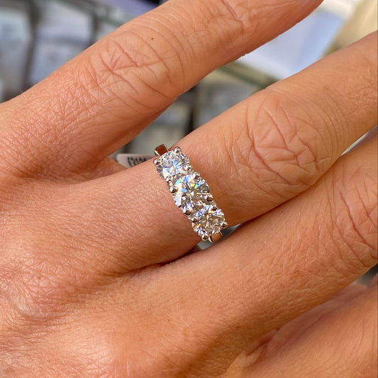 18ct Gold Trilogy Engagement Ring | Certificated Lab 2.12ct - John Ross Jewellers