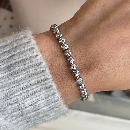 Silver Rubover 4mm CZ Tennis Bracelet | 17cm - John Ross Jewellers