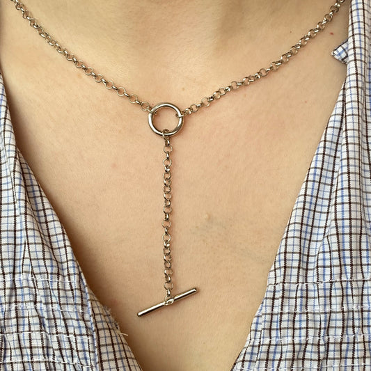 Silver T-Bar Lariat Necklace | 45+8cm - John Ross Jewellers