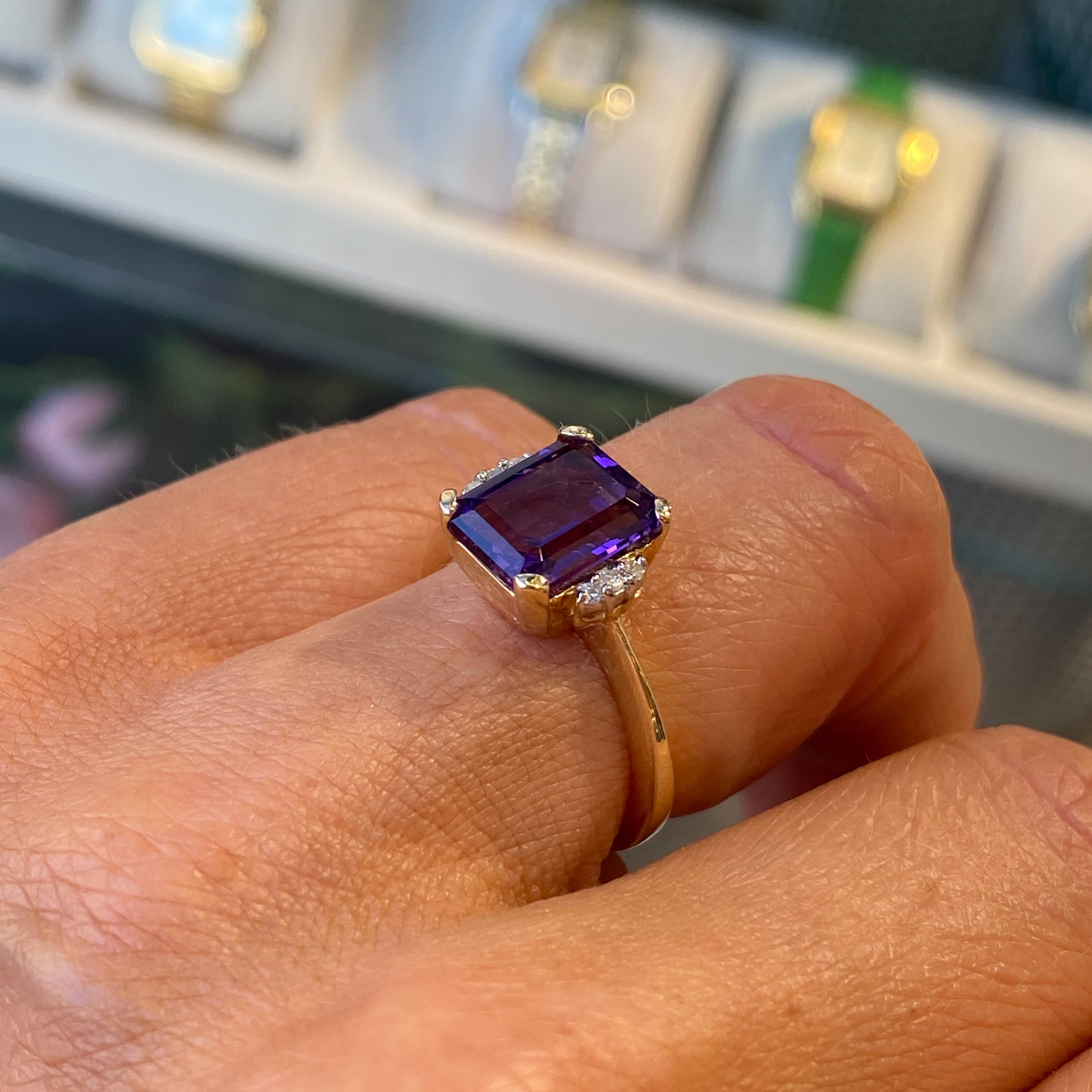 9ct Gold Amethyst & Diamond Ring - John Ross Jewellers