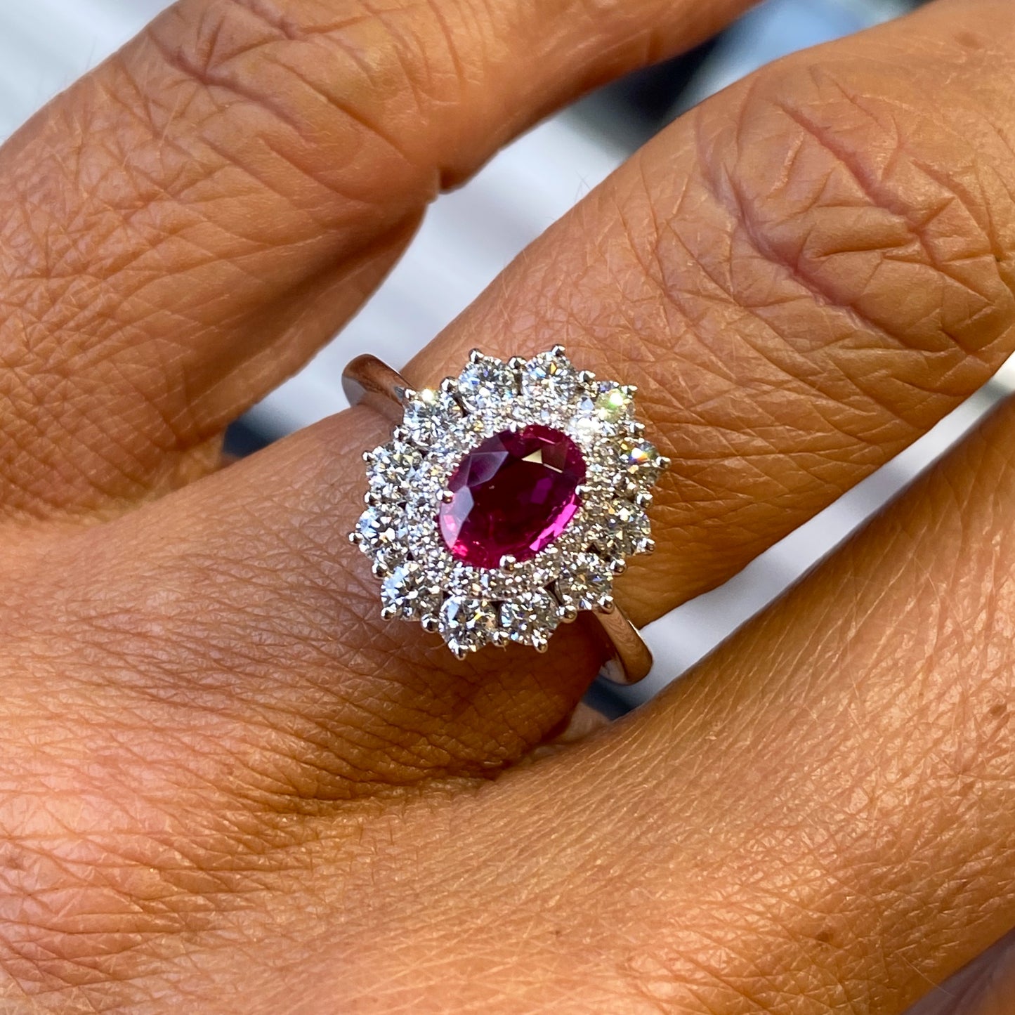 18ct White Gold Ruby & Diamond Ring