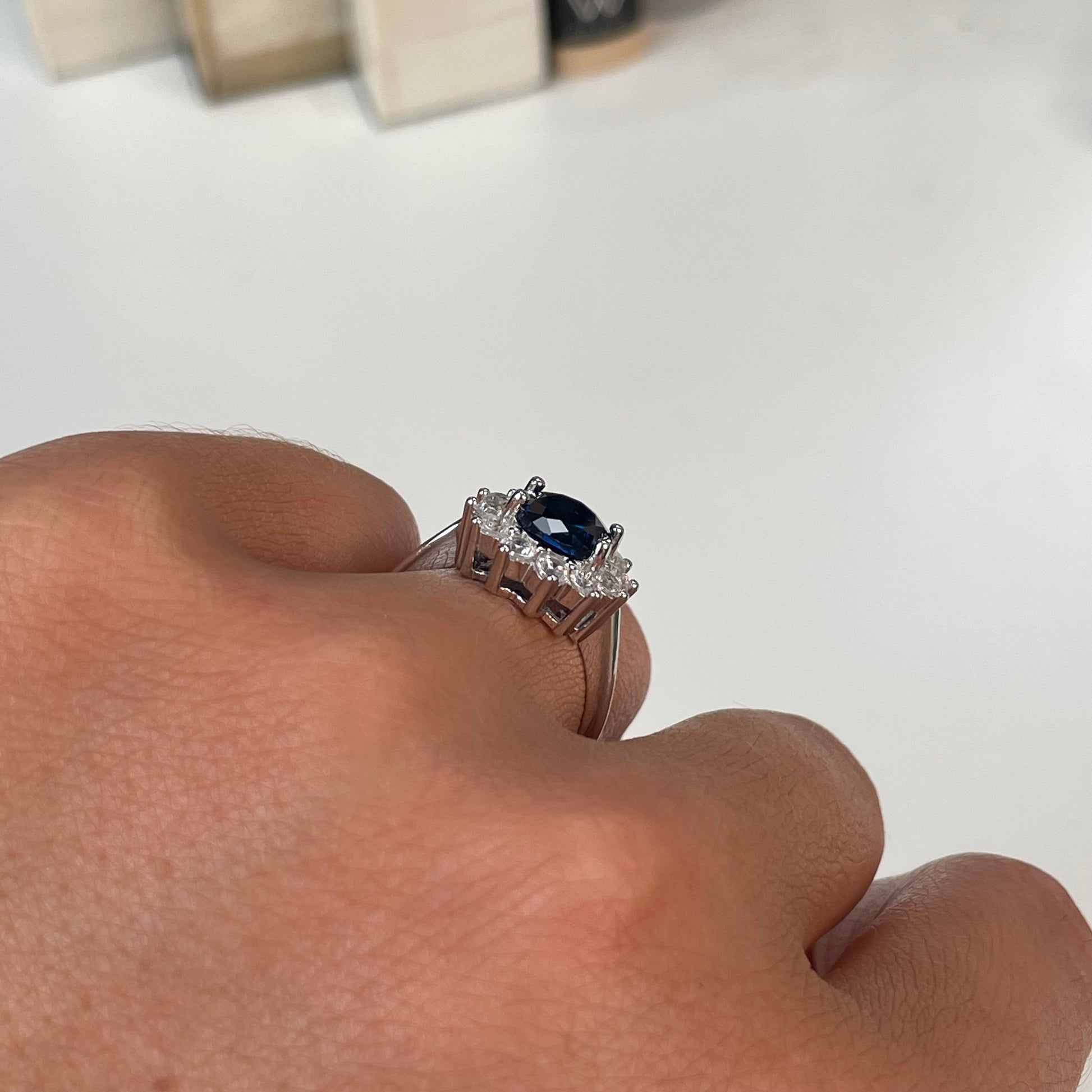 Silver Sapphire Blue CZ Diana Ring - John Ross Jewellers