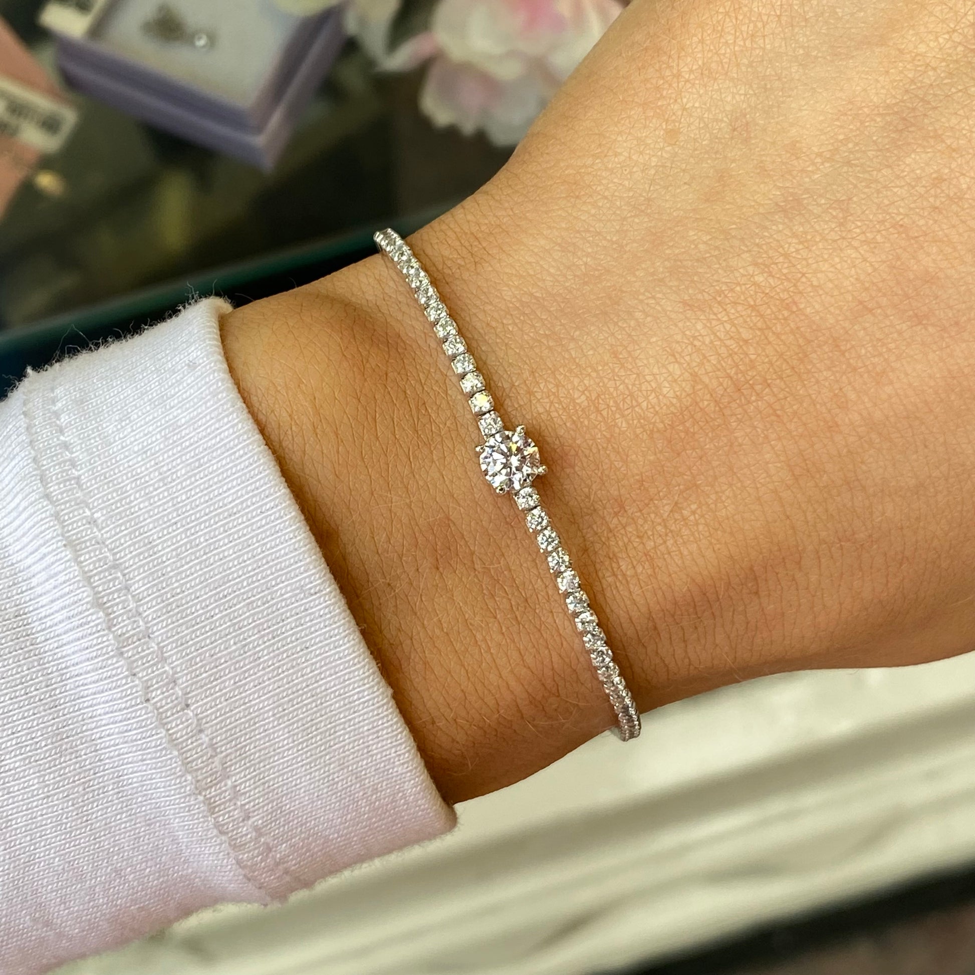 Silver CZ Centrepiece Tennis Bracelet | 16+3cm - John Ross Jewellers