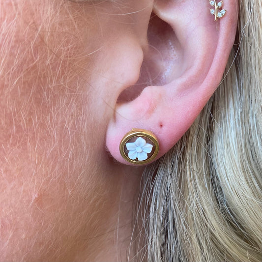 Floral Cameo Stud Earrings | 10mm