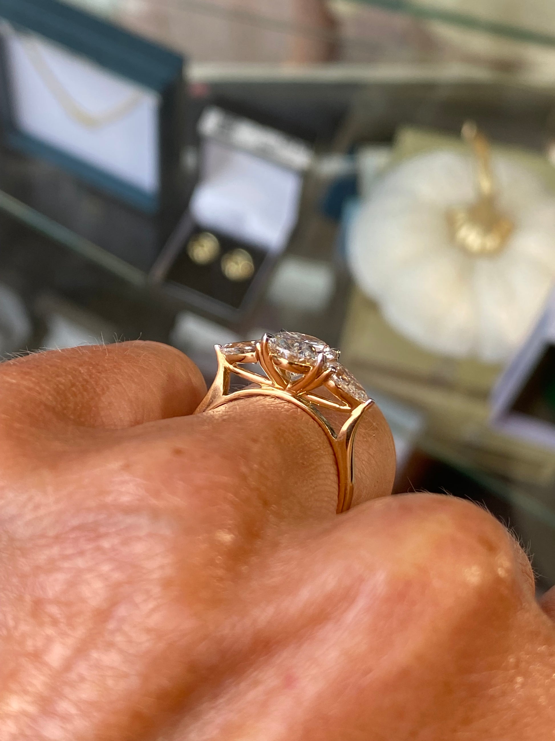 18ct Gold Trilogy Engagement Ring | Lab Certificated 2.76ct - John Ross Jewellers