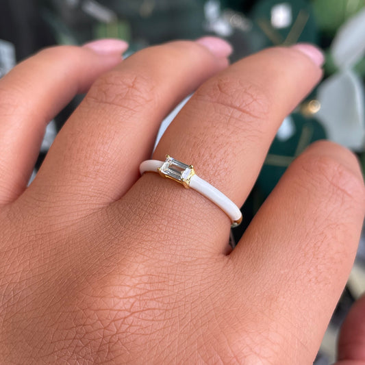 Sunshine CZ Ring | White Enamel