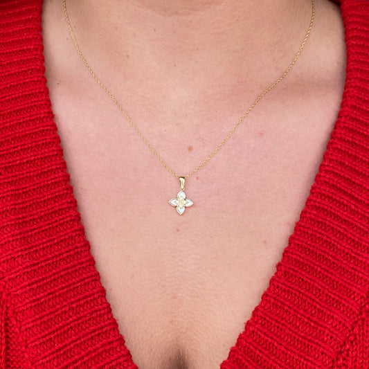 9ct Gold CZ & Mother of Pearl Louis Necklace - John Ross Jewellers