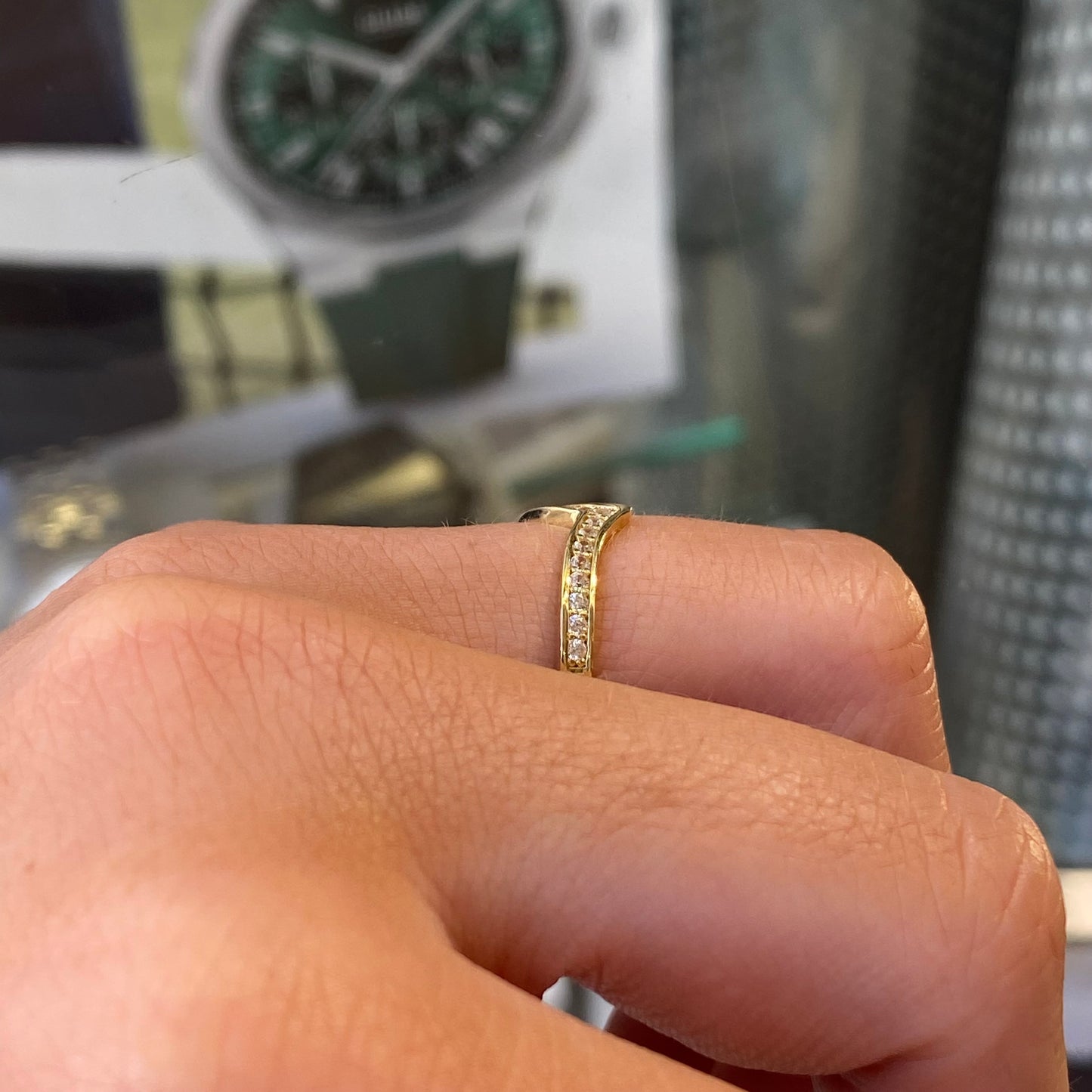 9ct Gold CZ Wishbone Ring - John Ross Jewellers