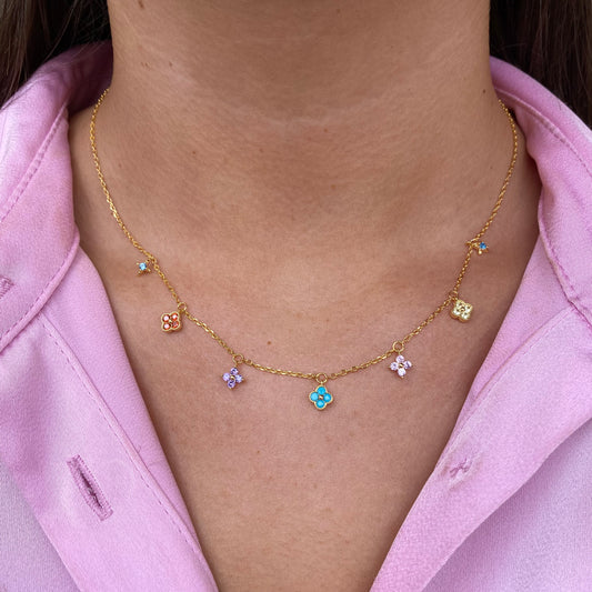 Sunshine Multi-Coloured Quatrefoil Necklace - John Ross Jewellers