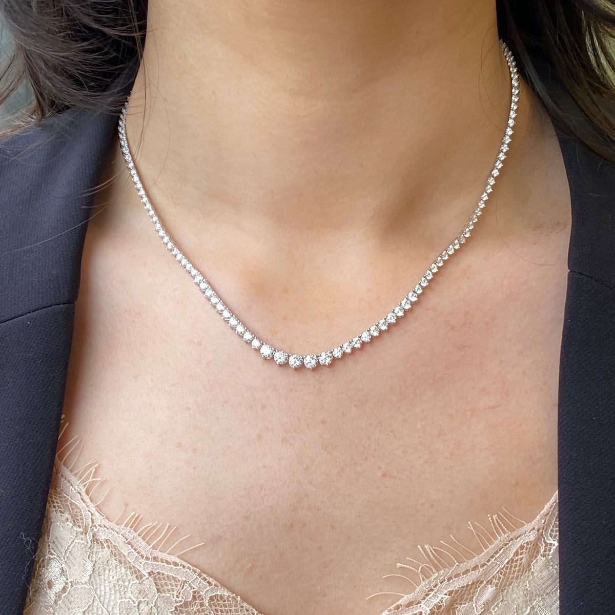 Silver CZ Tennis Necklace | 45cm