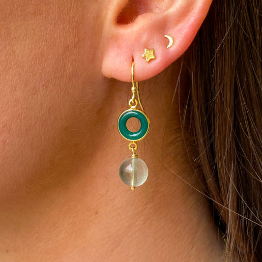 Green Goddess Jade & Quartz Hook Drop Earrings - John Ross Jewellers