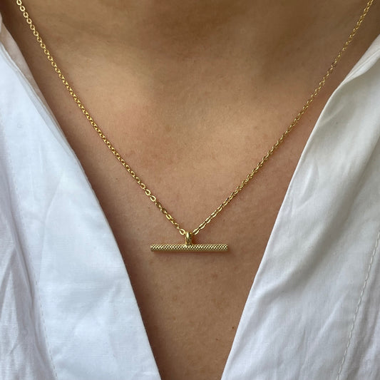 Sunshine Textured T-Bar Necklace