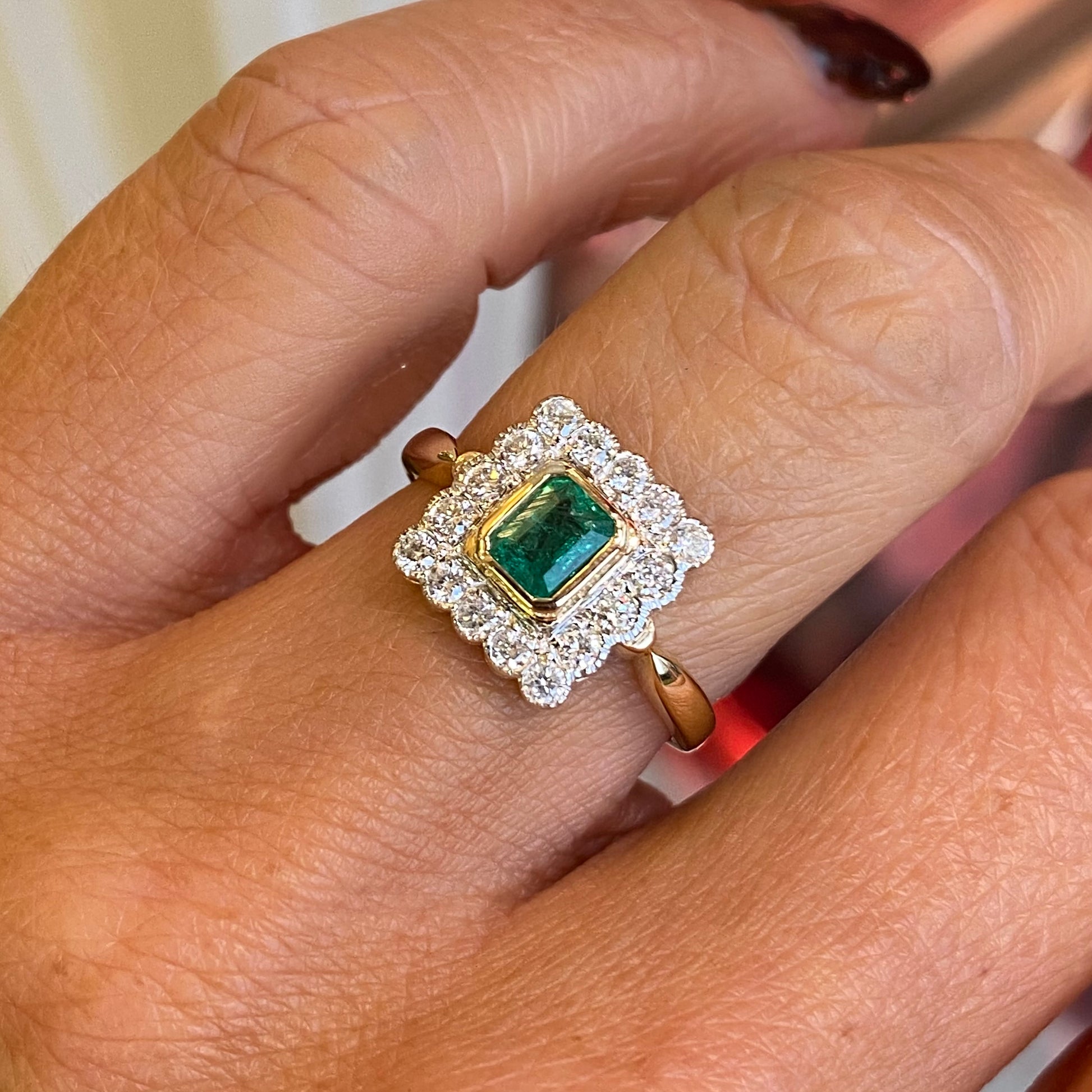 9ct Gold Emerald & Diamond Ring - John Ross Jewellers
