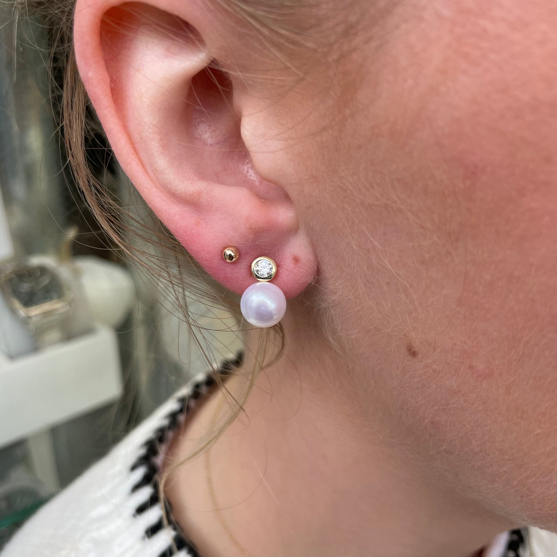 Sunshine 8mm Freshwater Pearl & CZ Stud Earrings - John Ross Jewellers