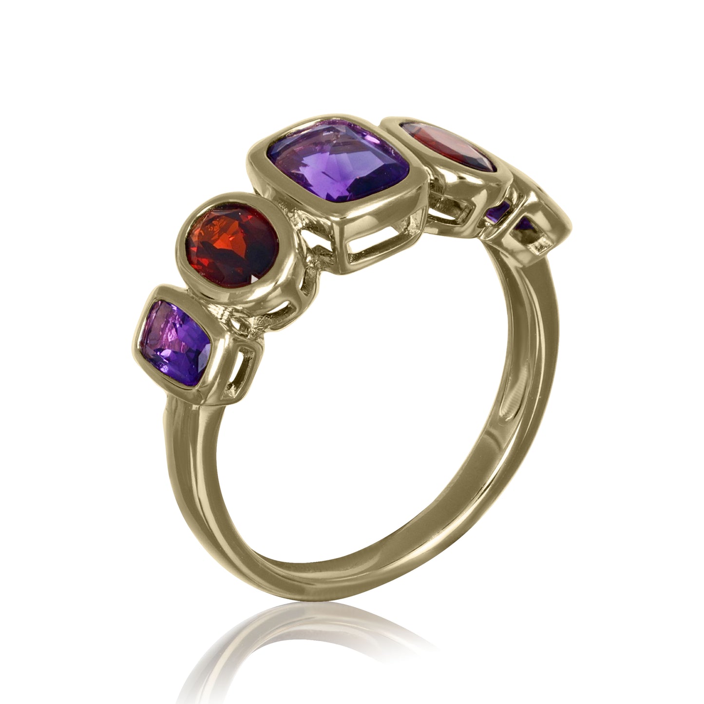 Amethyst & Garnet Gemstone Band Ring | The Colour Drop - John Ross Jewellers