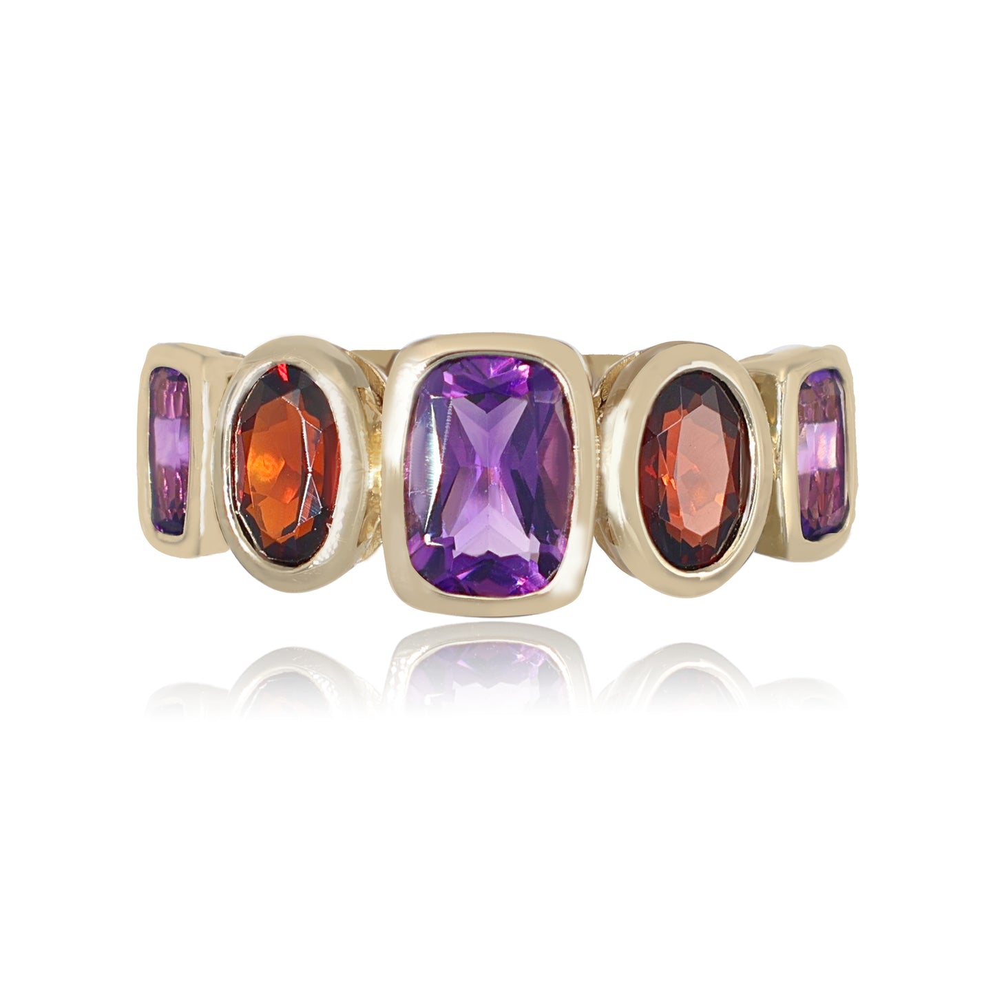Amethyst & Garnet Gemstone Band Ring | The Colour Drop - John Ross Jewellers